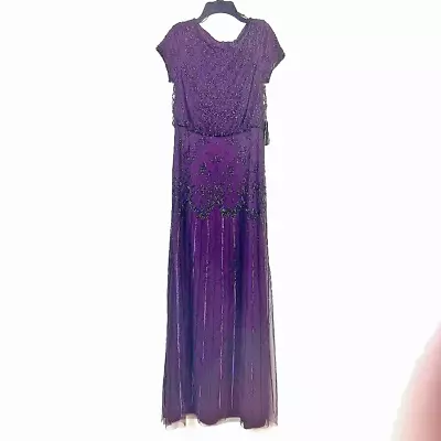 Adrianna Papell Womens 12 Magenta Embellished Sequin Long Gown NWT BA15 • $50