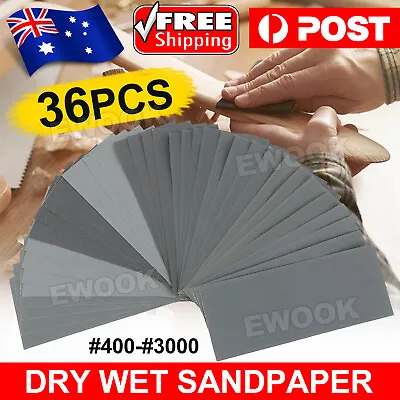 $8.45 • Buy 36x Sandpaper Wet Dry Sanding Sheet 400 600 800 1000 1200 1500 2000 3000 Grit AU