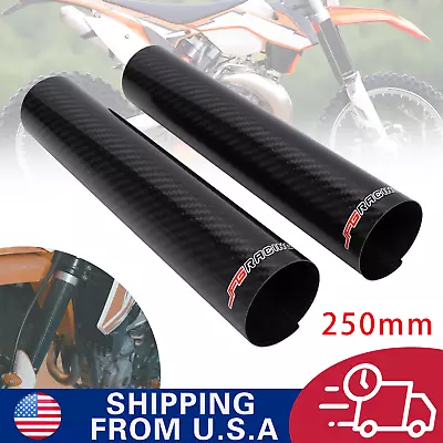 Carbon Fiber Motorcycle Fork Guard Cover Front Shock Covers 250mm For Dirt Bikes • $27.99