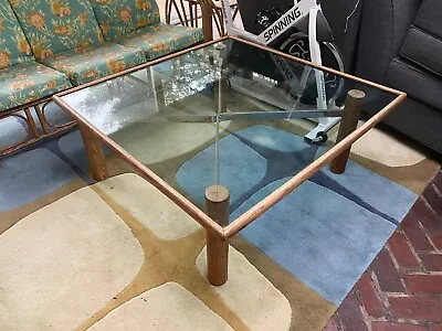 MCM Coffee Table- Wood & Chrome W/glass Top- ? 1960s Or 1970s? • $200