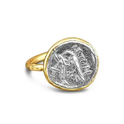 2 Tone Eagle Coin Turkish Ring 925 Silver Handcrafted Ancient Roman Art By Omer • $83.22