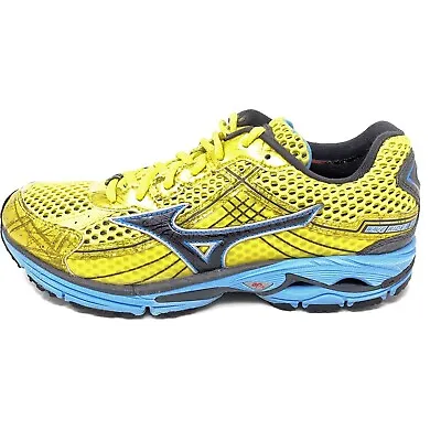 Mizuno Wave Rider 15 Womens Running Shoes Sneakers Sz 8.5 M Yellow  Blue • $18.99