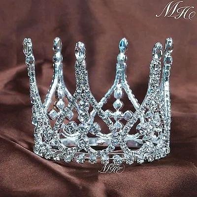 Mini Crowns Round Tiaras Bridal Prom Party Rhinestone Crystal Diadem Quinceanera • $18.75