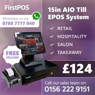 FirstPOS 15in Touch Screen EPOS POS Cash Register Till System Chinese Takeaway • £124.99