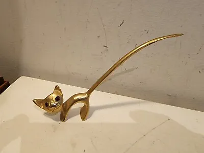 Vintage Ruby Eyed Brass Cat Figurine Ring Holder • $22