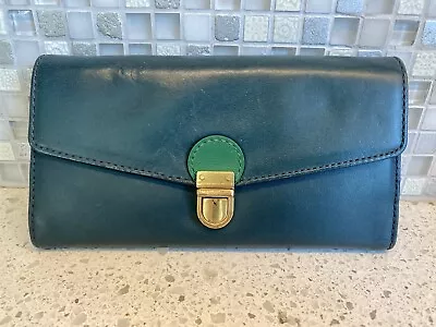 Vintage VTG Marc Jacobs Hunter Green Leather Checkbook Card Buckle Long Wallet • $39.50