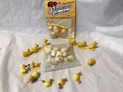 1970’S HONG KONG VINTAGE PLASTIC MINIATURE ANIMAL FIGURES DUCKS CHICKS TINY Lot • $9.99