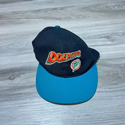 Vintage American Needle Miami Dolphins Snap Back Hat Cap NFL Football Black 90s • $24.95