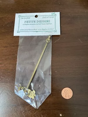 Vintage Dollhouse Miniature Curtain Rod  W/Rings Brass Adjustable Petite Designs • $9.99