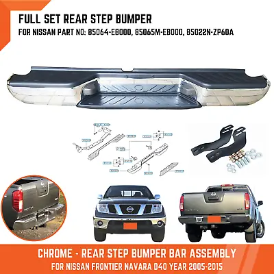 Chrome Rear Step Bumper Bar Assembly For Nissan Navara Ute D40 Pickup 2005-2014 • $990