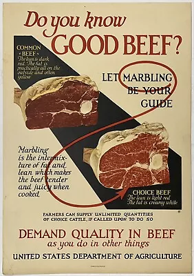 Original Vintage Poster DO YOU KNOW GOOD BEEF? USDA Cool Food Advertising • $249