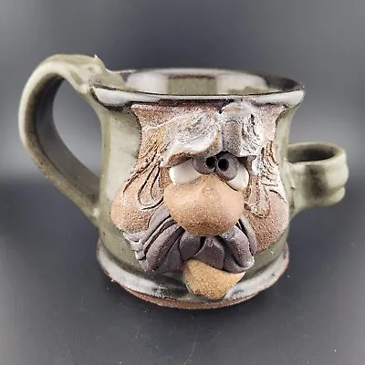 MAHON Art Pottery UGLY FACE Coffee Mug SHAVING CUP Stoneware SIGNED • $24.97