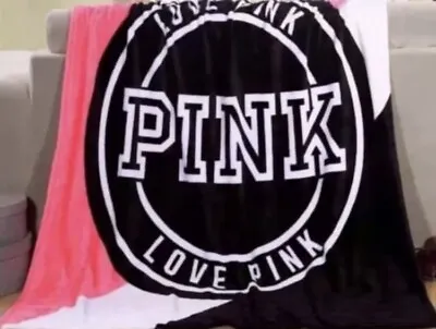$45 • Buy Victoria Secret Pink And Black Logo Blanket Throw . 