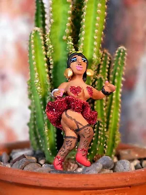 #1 Party Girl Tiny Clay Figure By Leticia Aguilar Ocotlan Mexico Folk Art Oaxaca • $26.50