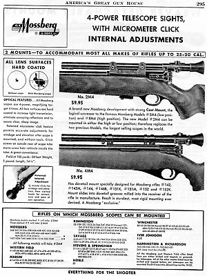 1954 Print Ad Of Mossberg Model 2M4 & 4M4 Telescope Sights Rifle Scopes • $9.99