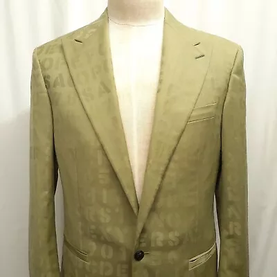 Versace Green Blazer Sport Coat Us 38 Eu 50 Peak Lapel Alphabet Jacket Medusa • $169.96