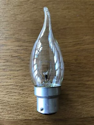 Bayonet Cap Clear Bent Flame 60w BC/B22 Chandelier Candle Light Bulbs X10 • £16.75