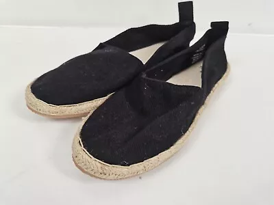 H&M Black Summer Canvas Pumps Flat Shoes Euro 37 BNWOT Uk4 • £3