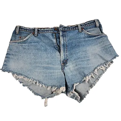 Vintage 80s Levis Cut Off Shorts Womens Size 38 Waist Upcycled Destroyed • $25.97