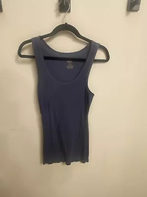 Woman's Mossimo Xl Blue Ribbed Tank With Silver Thread On Neck And Sleeves • $7