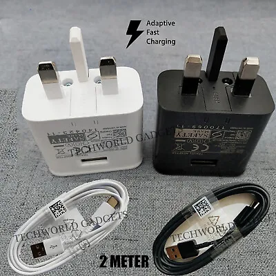 £3.95 • Buy Genuine 15W Fast Charger Plug & 2M Long USB Cable For Samsung Galaxy Phones Tabs