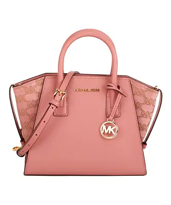 Michael Kors Avril Large Rose Signature Leather Top Zip Satchel Crossbody Bag • $149