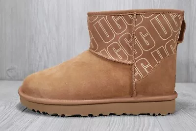 New Ugg Classic Mini Ii Ugg Graphic 1153530 Chestnut Women Boots Us Size 10 • $85.49