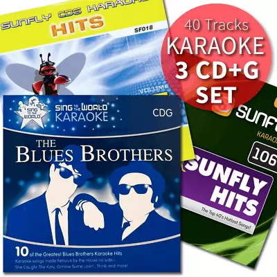 60s POP 80s Hits And The Blues Brothers Triple CD Karaoke CD+G Disc Set CDG • £8.95