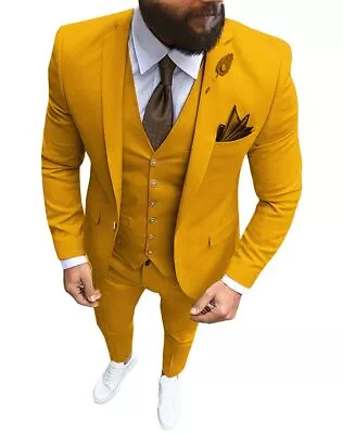 Mens Suits 3Pcs Classic Groom Wedding Prom Tuxedos Notch Lapel Blazer Vest Pants • $75.99