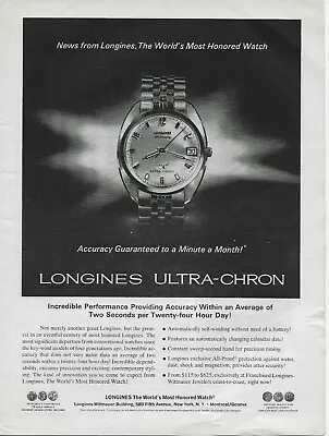 £9.66 • Buy 1968 Longines Automatic Ultra-Chron Self Winding Watch Original Vintage Print Ad
