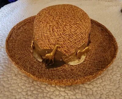 Vintage Michelle McGann By Sonni Straw Brown Animal Hat  NWOT  • $27