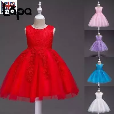 Baby Girl Flower Bridesmaid Lace Tutu Dress Kids Wedding Princess Party Bow Gown • £4.69