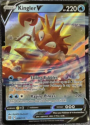 Pokemon TCG - Kingler V Ultra Rare Holo - 028/172 - Brilliant Stars • $1.79