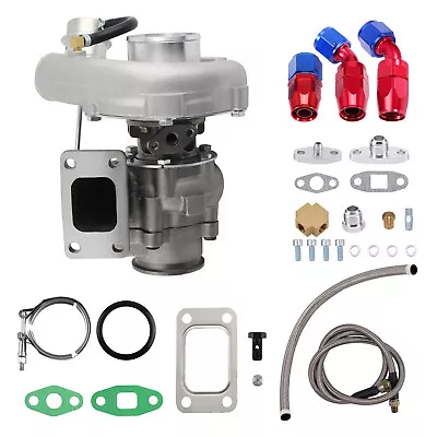 T04e T3 A/r .63 400+hp Stage Boost Turbo Charger+ Oil Line Kit V-band Flange • $141.65