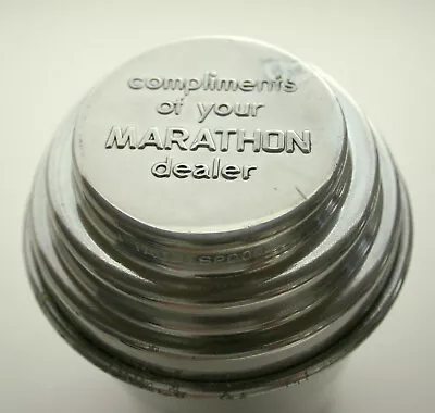 Vtg Marathon Oil & Gas Tin 1950s Martini Mixing Shaker Cup Dealer Promo Nos New • $21.99