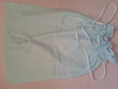 Pretty Drawstring Laundry Bag Eco Bag Cotton Reusable Storage Blue White Spotty • £3.50