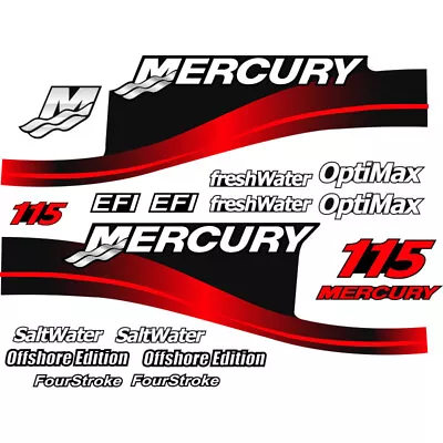 Mercury Outboard Decal Sticker Kit 115 HP Red • $59.99