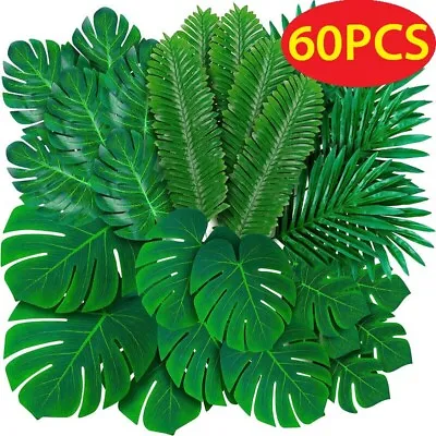 60x Artificial Palm Leaves Tropical Plant Faux Hawaiian Luau Aloha Jungle Theme • £6.99