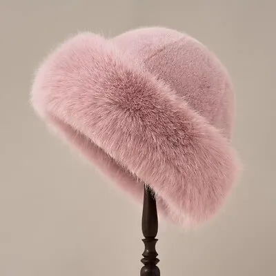 Women Faux Fur Mongolian Hats Cap Brimless Plush Fluffy Skiing Riding Warm • $9.26