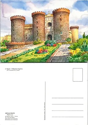 Italy Campania Naples Castel Nuovo Castle Art Flowers Plants Vintage Postcard • $9.89