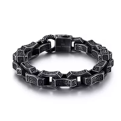 Cool Vintage 13MM Gun Metal Black Stainless Steel Men Chain Bracelet 9  • $19.99