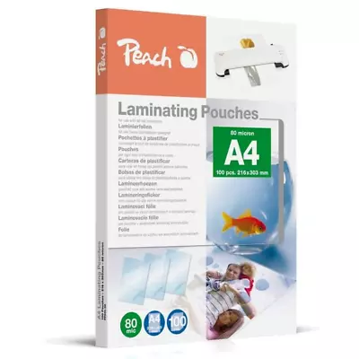 Peach Laminating Pouches A4 80 Mic Glossy PP580-02 Set Of 100 • £5.89