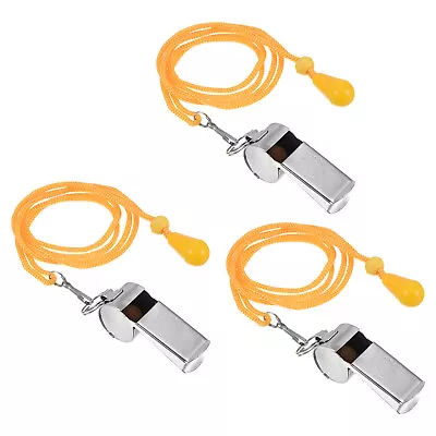 3pcs Coach Whistle Whistles With Lanyard  For Coach Referee Training Silver • $8.91