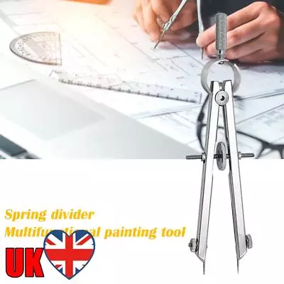 Spring Protractior Compasses Math Geometry Set With Lock Precision Drawing Tool • £4.68