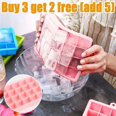 24 Silicone Ice Cube Tray Square Chocolate Ice Freezer Maker Mould Jelly Mold • £2.76