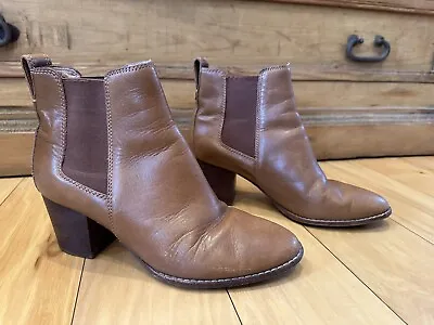 Madewell The Regan Boots Womens 8.5Chelsea Bootie Brown Leather Block Heel J8307 • $28