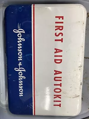 VINTAGE JOHNSON & J AUTO FIRST AID KIT Metal Box With Contents • $19