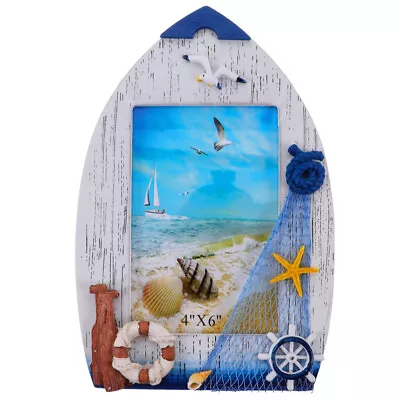 Nautical Wooden Boat Picture Frame For Beach Decor-SC • £12.99