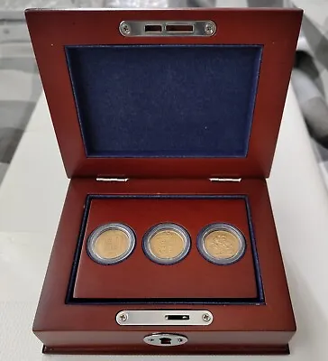 Queen Victoria Effigy Gold Half Sovereign Three Coin Collection Set Boxed • £999