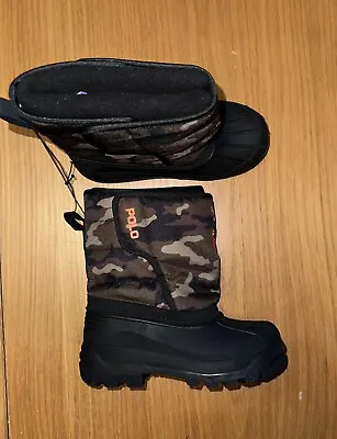 BN Polo Ralph Lauren Boys Snow Boots 1 32 Camouflage Rubber Guaranteed Genuine • £26
